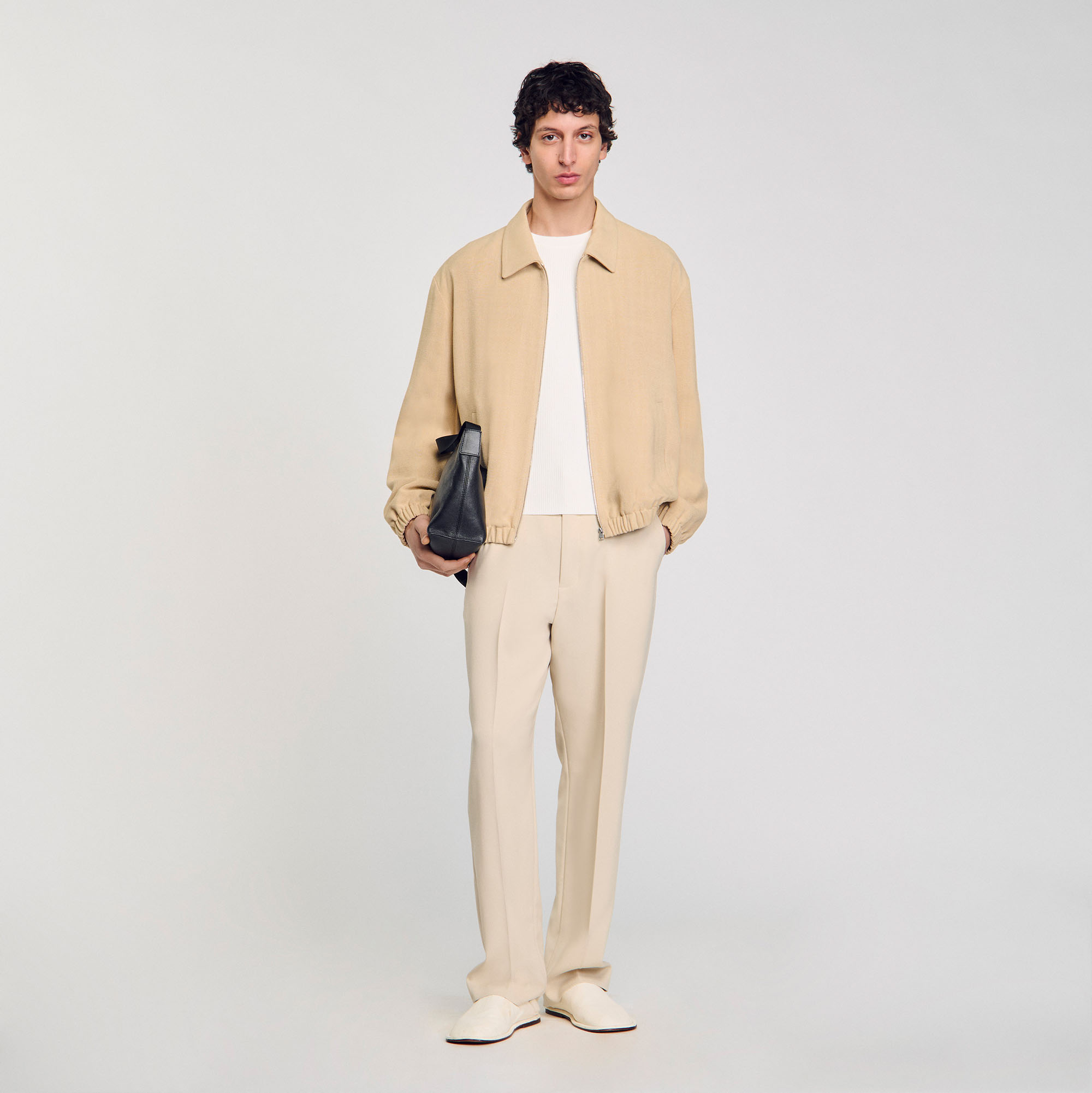 Zip-up jacket white / beige for Men | Sandro Paris