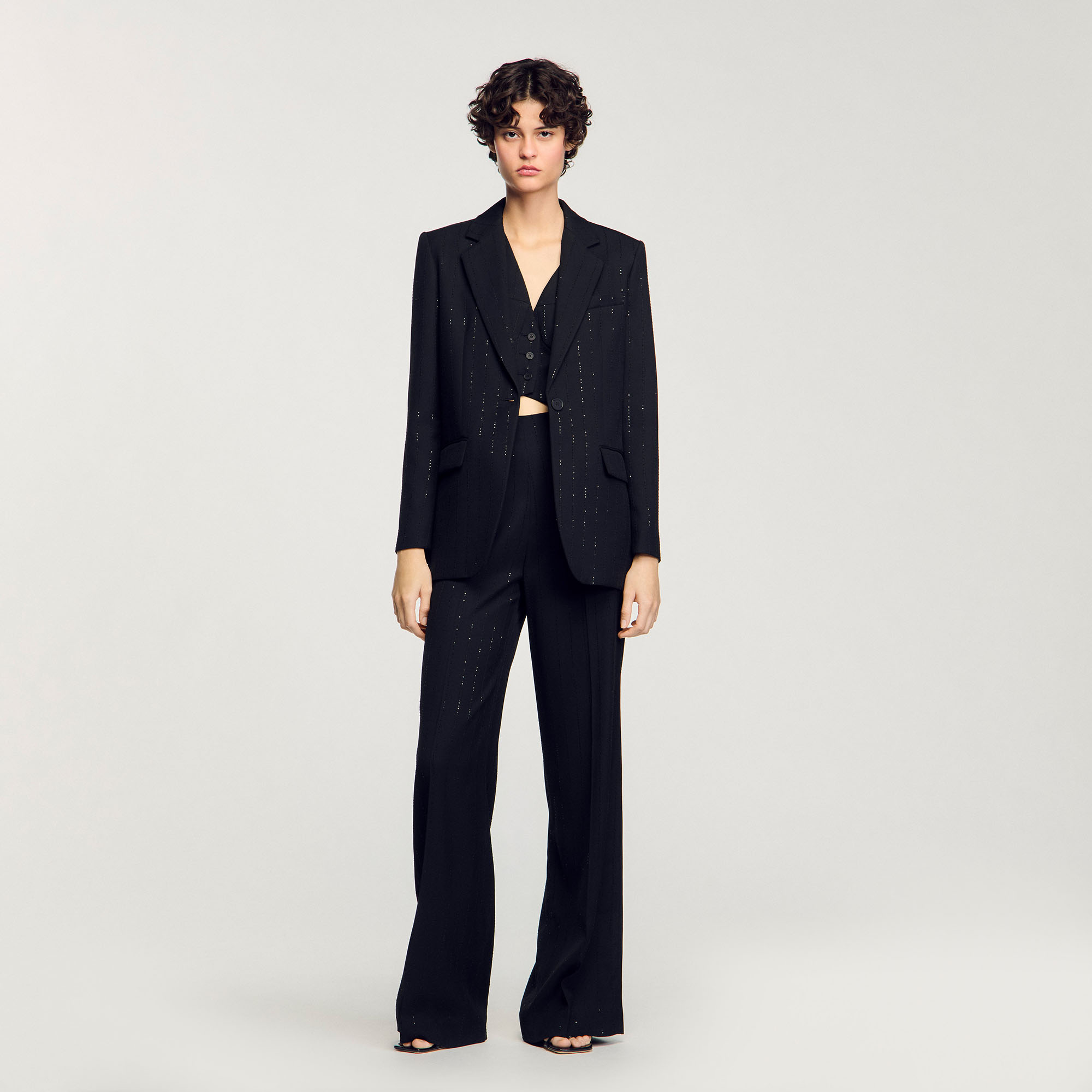 Sequinned suit jacket black / gray For Women | Sandro Paris