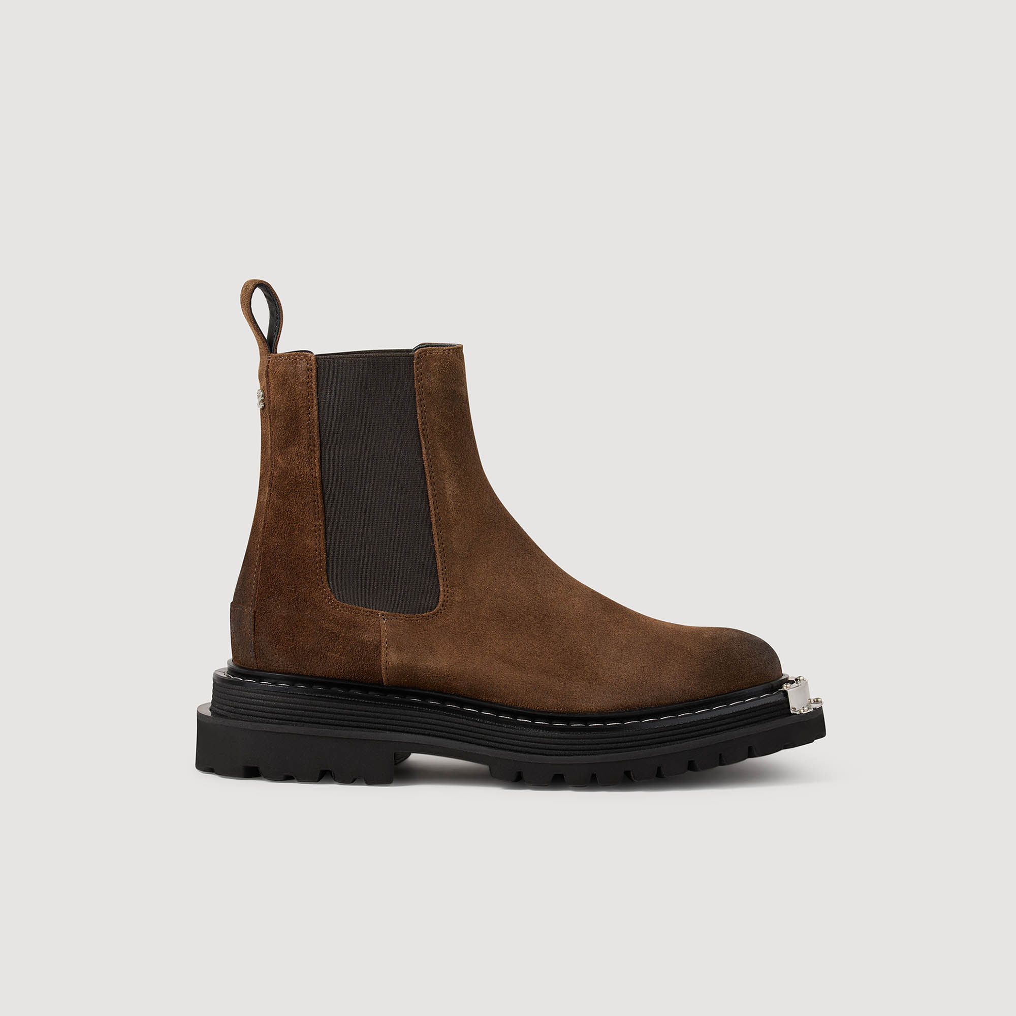 Leather boots brown For Women | Sandro Paris