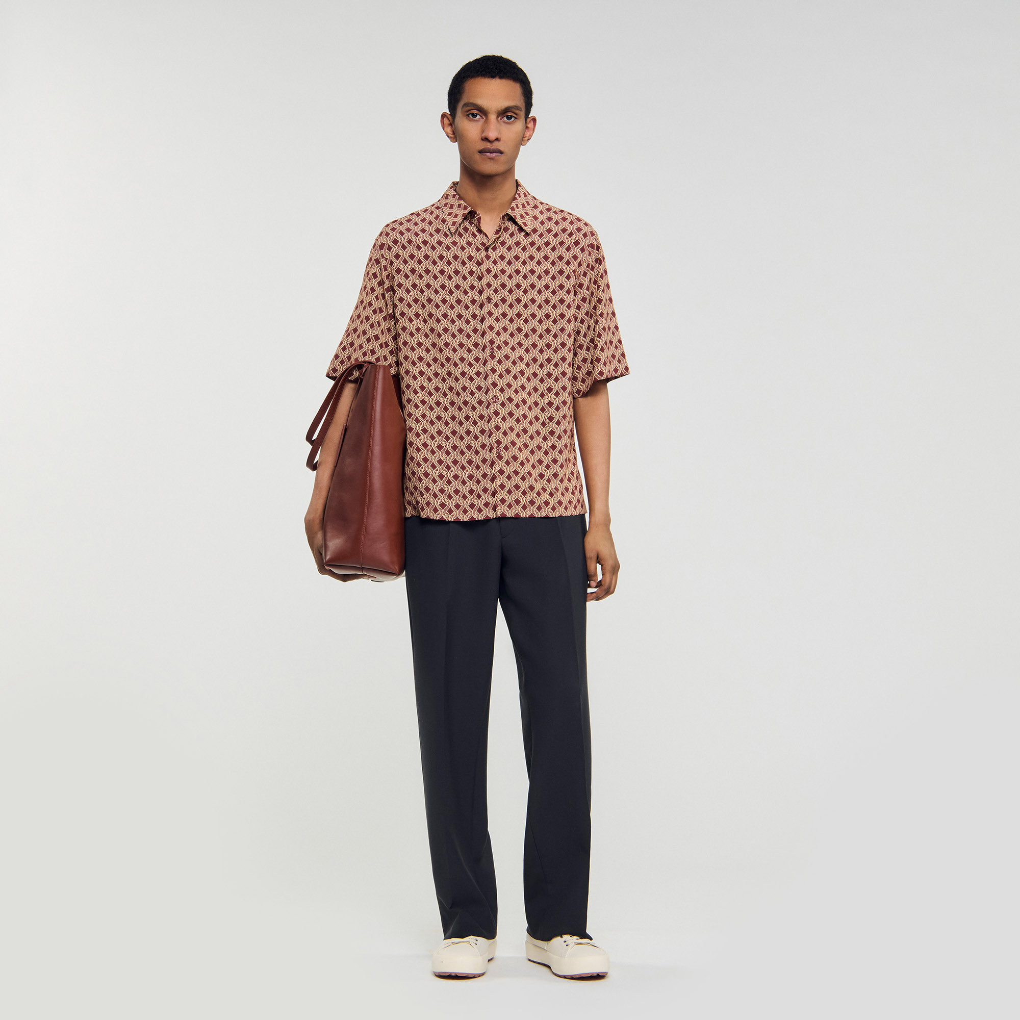 Rope print shirt brown for Men | Sandro Paris