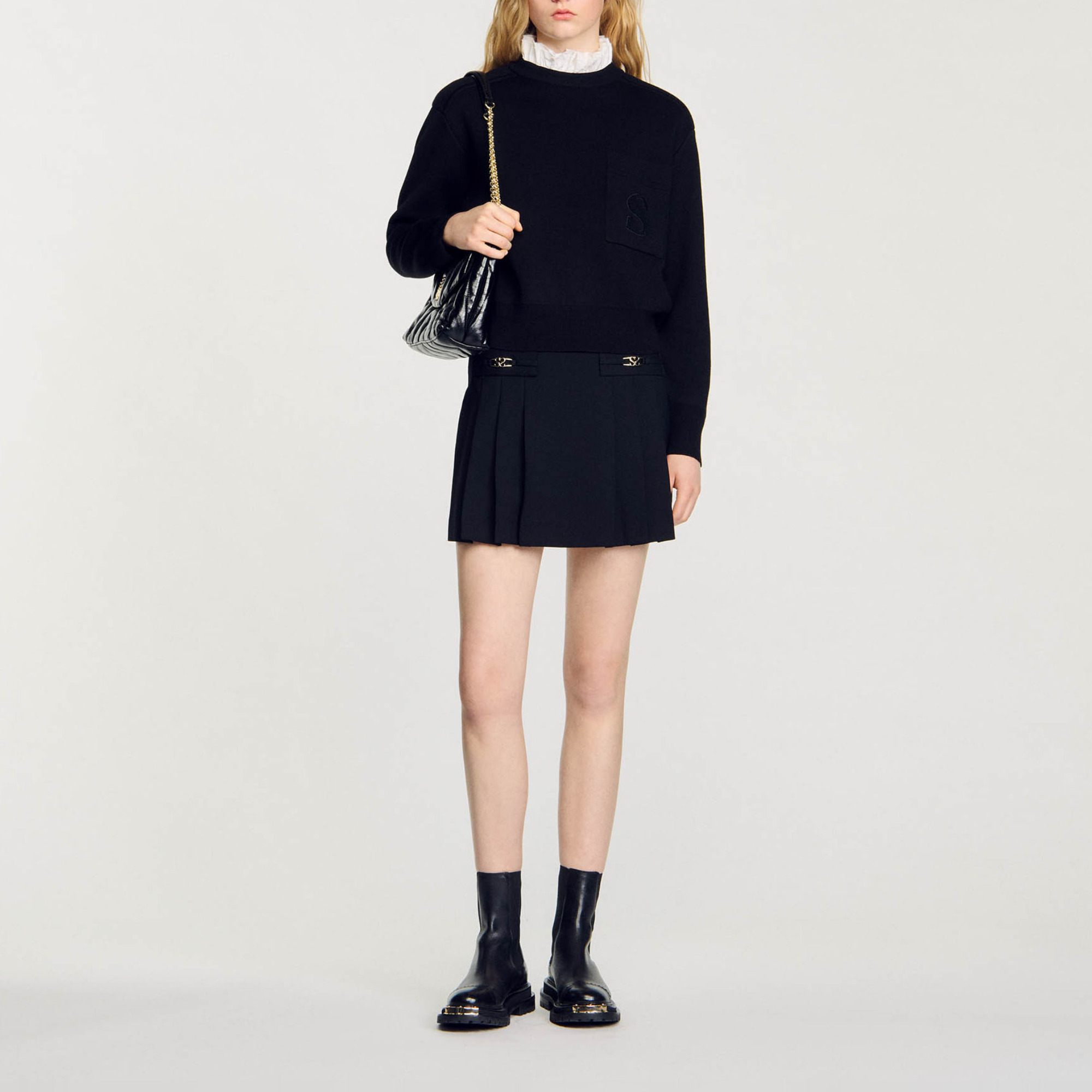 トップス andmary Jeniffer knit hoodie set black ANDMARY】Jeniffer knit hoodie set