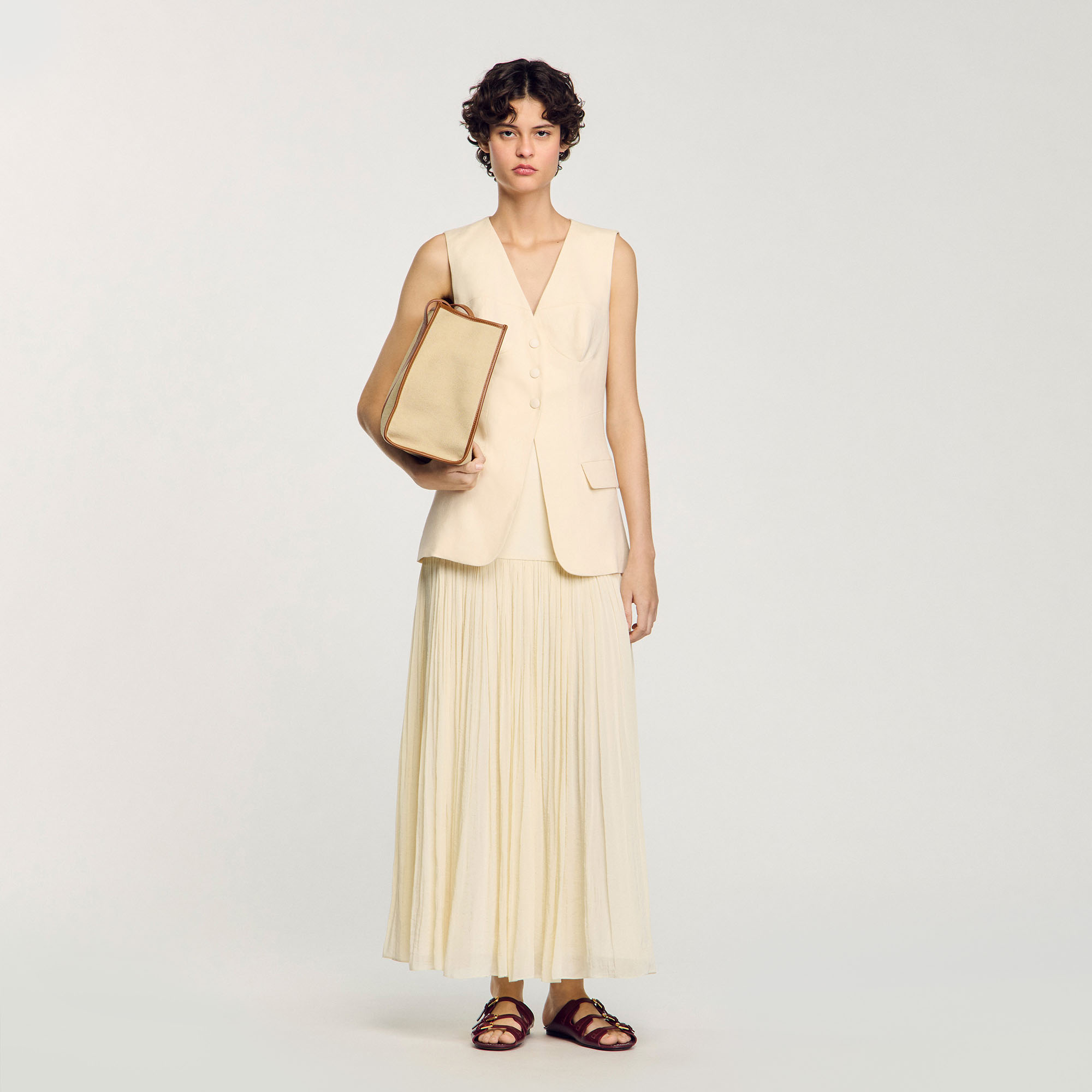 Sleeveless vest white / beige For Women | Sandro Paris