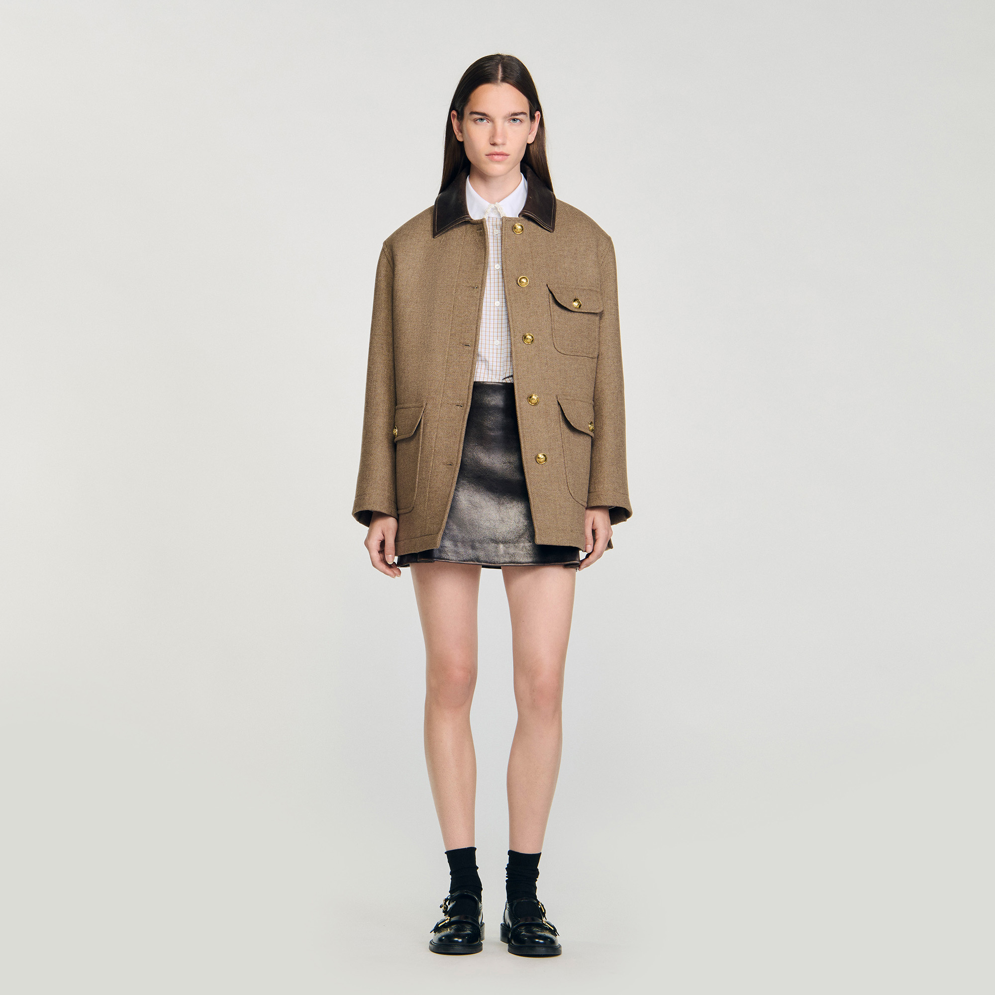 Tweed coat brown For Women | Sandro Paris