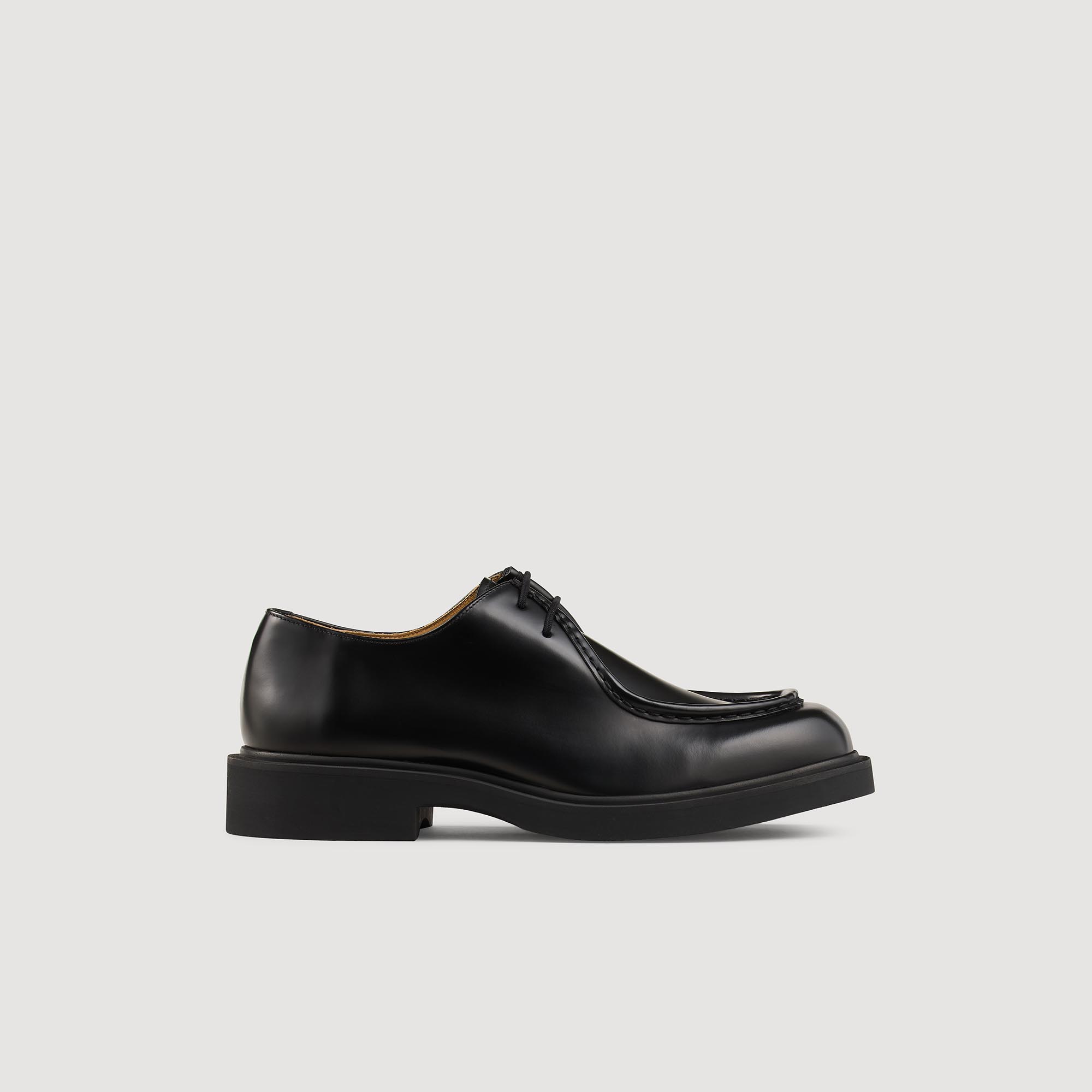 Patent leather derbies black / gray for Men | Sandro Paris