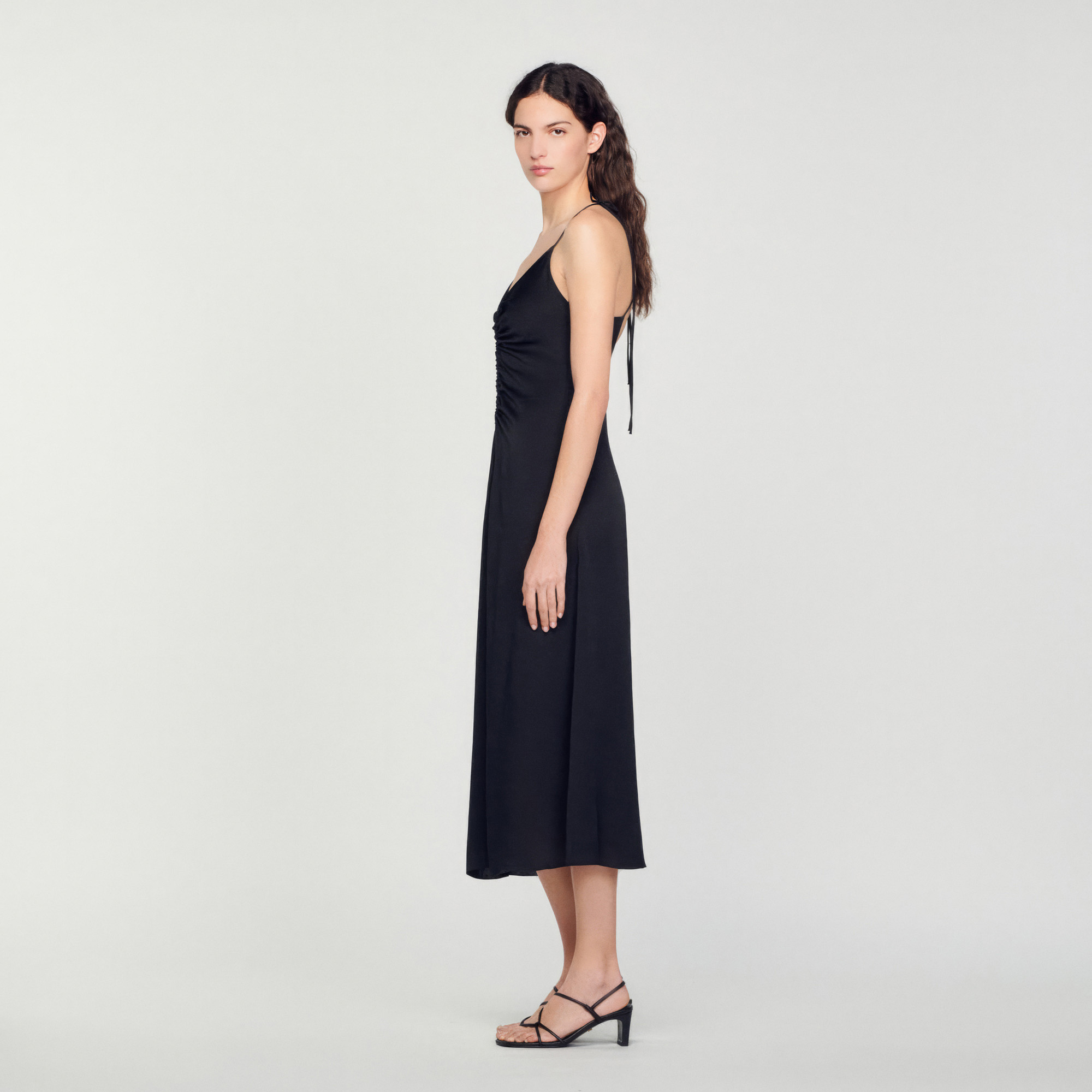 Long dress with narrow straps - Dresses - Sandro-paris.com