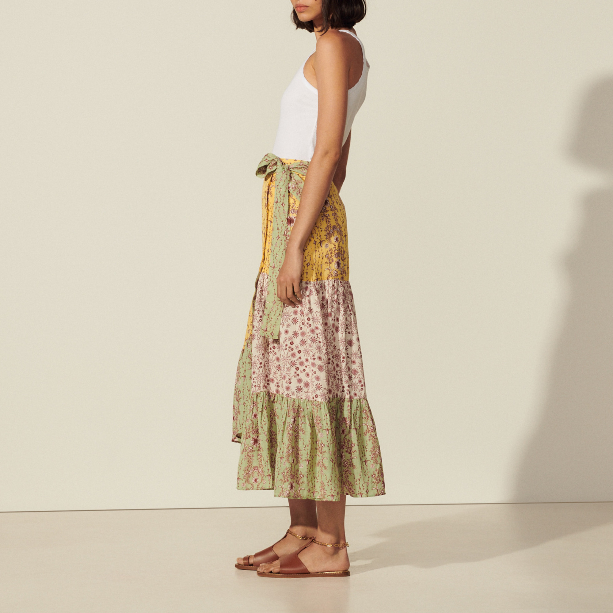 Long printed asymmetric skirt - Skirts & Shorts - Sandro-paris.com
