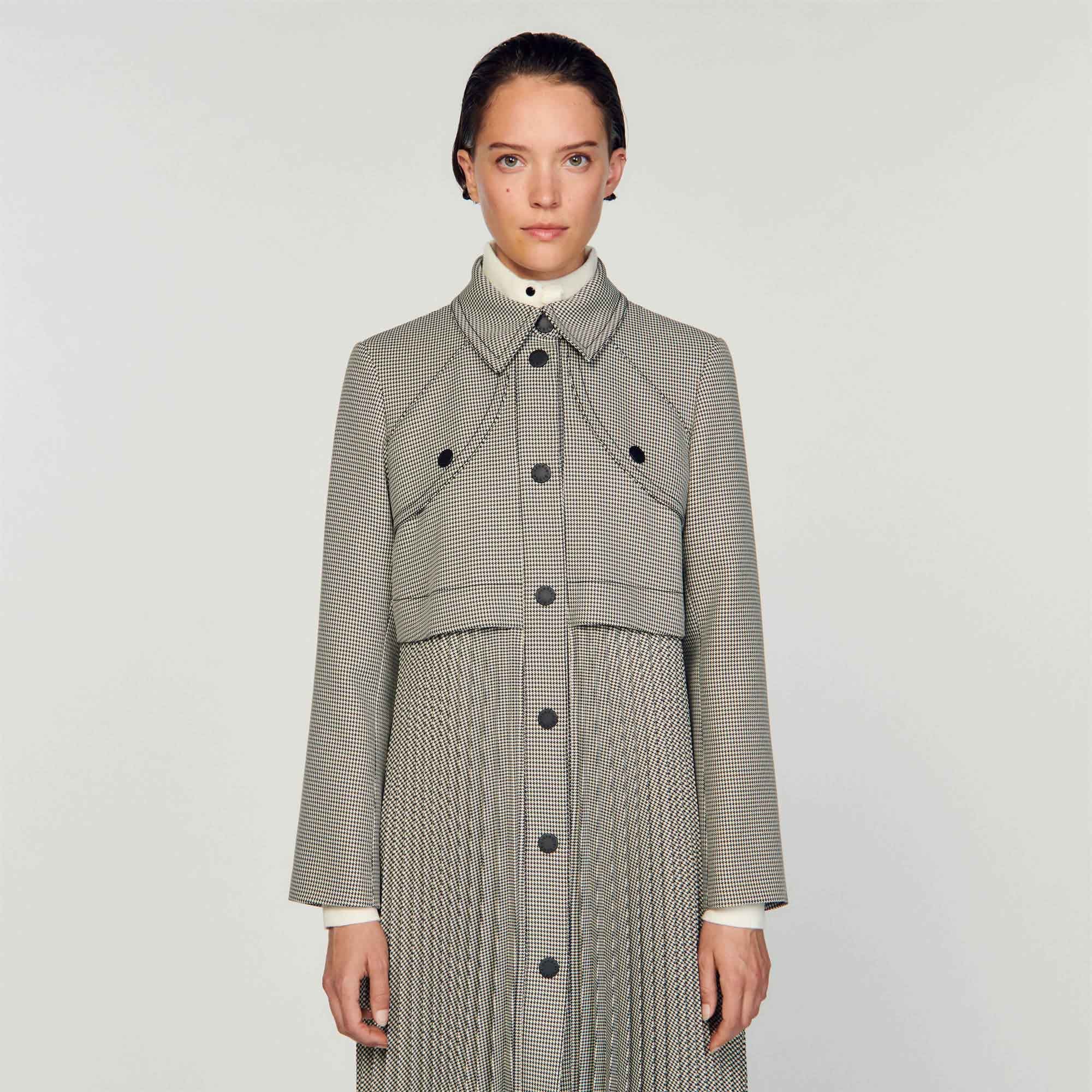 Houndstooth trench coat - Coats - Sandro-paris.com